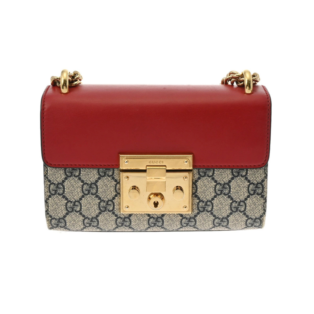 GUCCI GG Chain Shoulder Bag Red Navy Blue Gray Leather